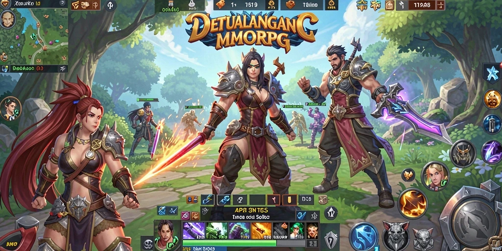 Screenshot menunjukkan pertempuran seru dalam API33 MMORPG.