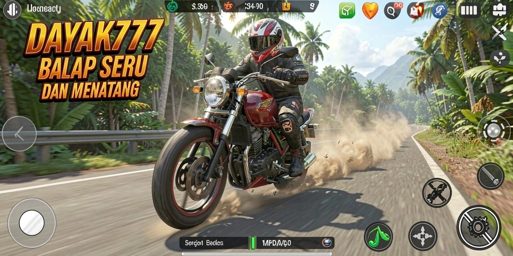 Tampilan gameplay menegangkan dalam balapan motor licin.