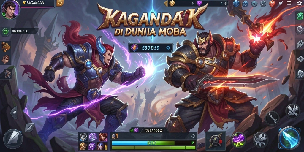 Tampilkan seru pertempuran di arena KAGANDAN dengan karakter unik.