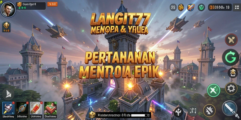 Tampilan gameplay LANGIT77 yang mendebarkan dalam pertahanan menara.