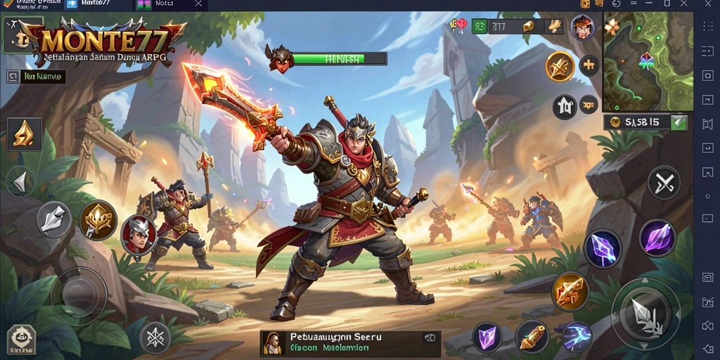 Tampilan aksi seru dalam gameplay ARPG MONTE77.