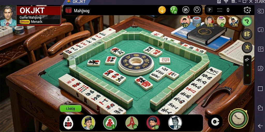 Screenshot utama OKJKT menunjukkan gameplay Mahjong yang menarik.