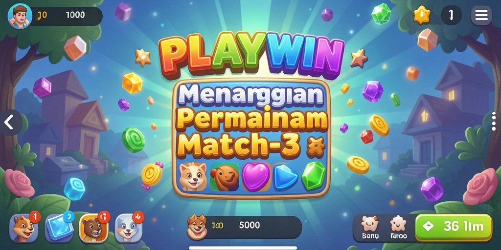 Screenshot permainan PLAYWIN dengan tantangan game Match-3 yang seru.