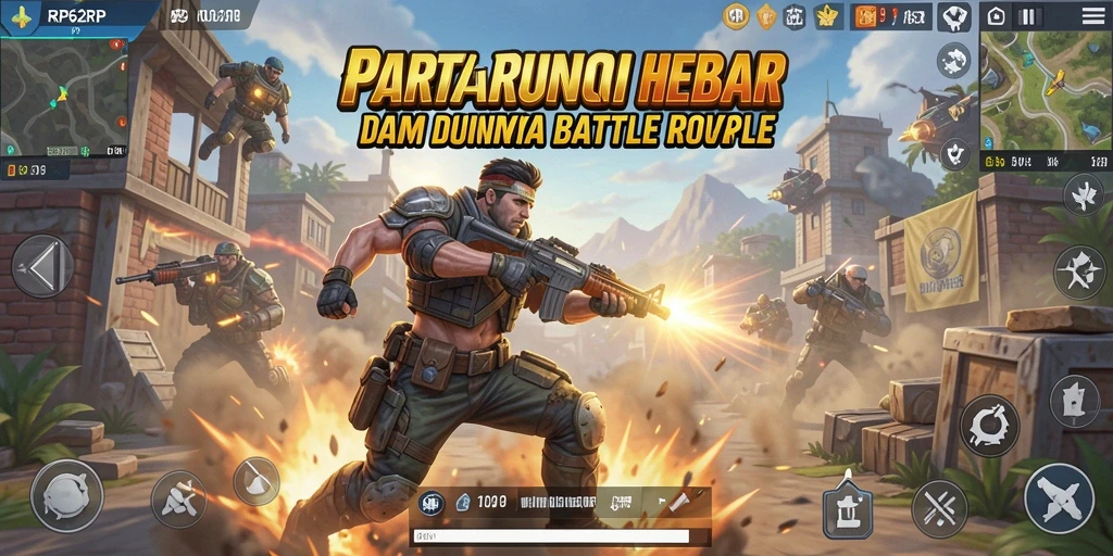Screenshot menampilkan aksi pertempuran intens di RP62RP Battle Royale.