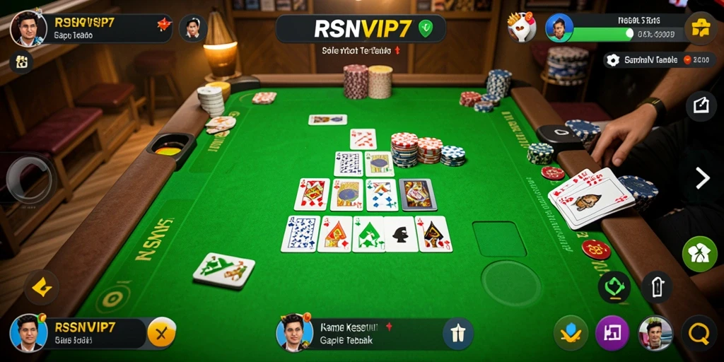 Tampilan gameplay seru dan kompetitif dalam game Gaple RSNVIP7.