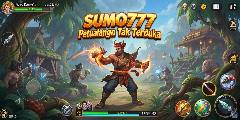 Tangkapan layar gameplay SUMO777 dengan aksi petualangan menegangkan.