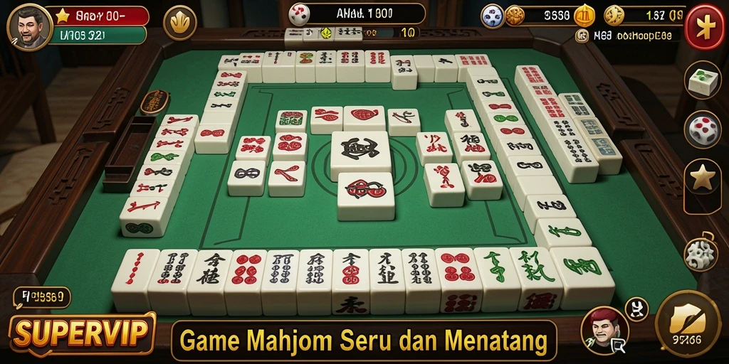 Tampilan gameplay SUPERVIP yang seru dan menantang dalam permainan Mahjong.