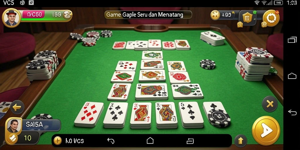Tangkapan layar menunjukkan gameplay Gaple yang seru dan kompetitif.